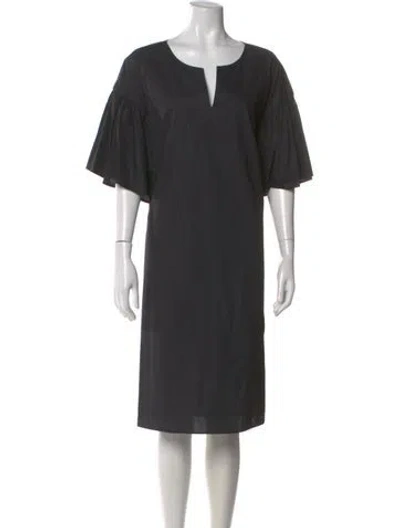 Pre-owned Merlette V-neck Midi Length Dress In Gray