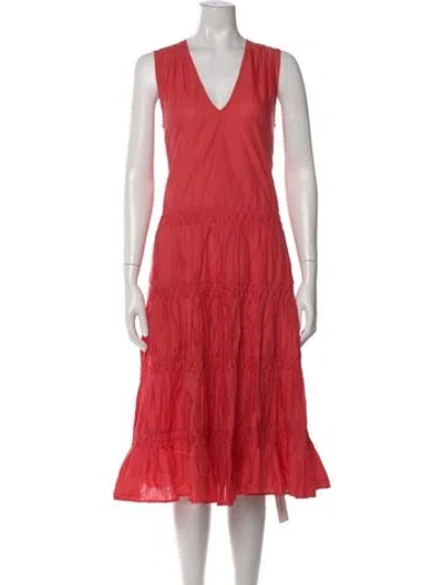 Pre-owned Merlette V-neck Midi Length Dress In Pink