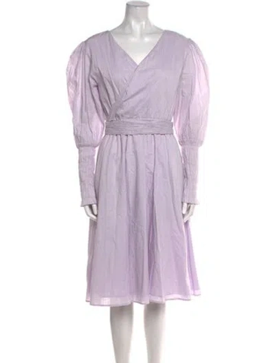 Pre-owned Merlette V-neck Midi Length Dress In Purple