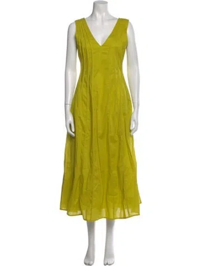 Pre-owned Merlette V-neck Midi Length Dress W/ Tags In Green