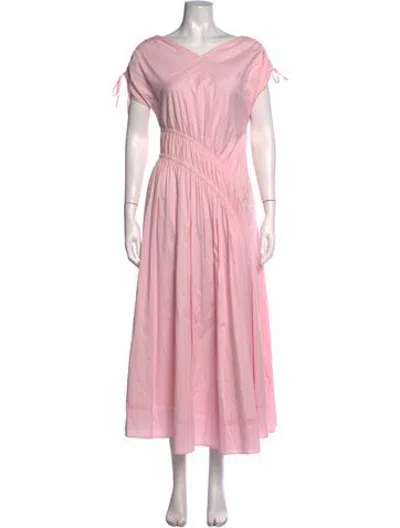 Pre-owned Merlette V-neck Midi Length Dress W/ Tags In Pink