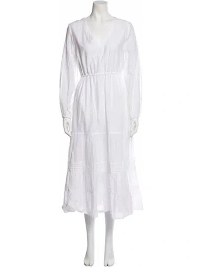 Pre-owned Merlette V-neck Midi Length Dress W/ Tags In White