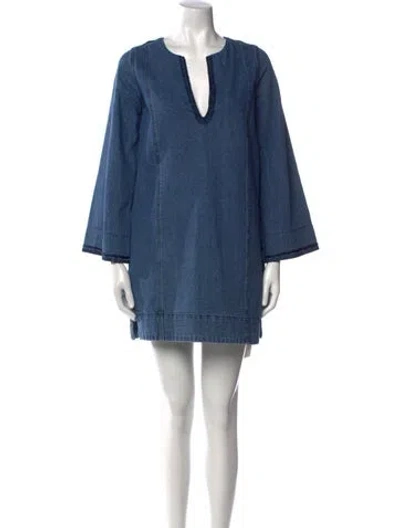 Pre-owned Merlette V-neck Mini Dress In Blue