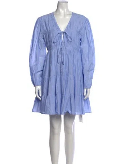 Pre-owned Merlette V-neck Mini Dress In Blue
