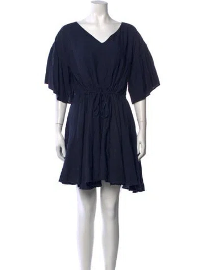 Pre-owned Merlette V-neck Mini Dress In Blue