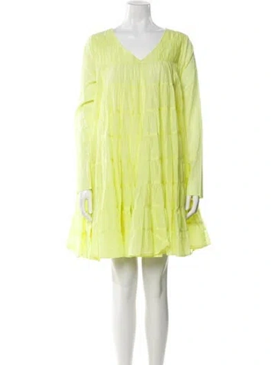 Pre-owned Merlette V-neck Mini Dress In Green