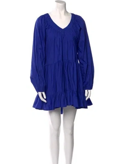 Pre-owned Merlette V-neck Mini Dress W/ Tags In Blue