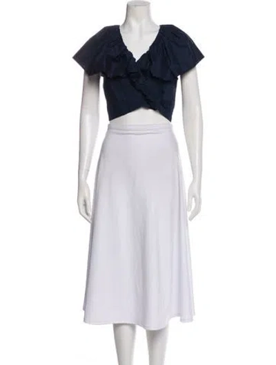 Pre-owned Merlette V-neck Short Sleeve Crop Top W/ Tags In White