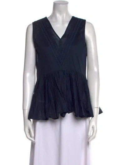 Pre-owned Merlette V-neck Sleeveless Blouse In Blue