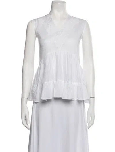 Pre-owned Merlette V-neck Sleeveless Blouse In White