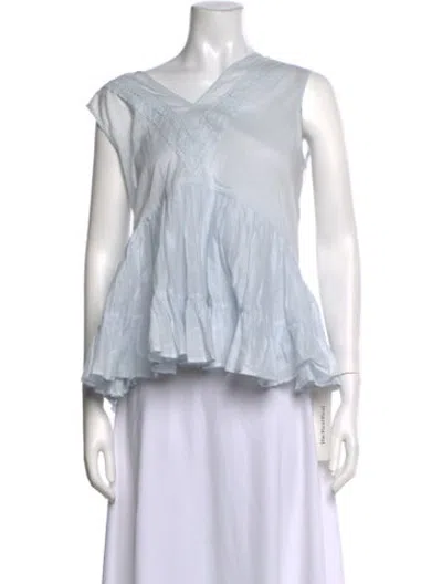 Pre-owned Merlette V-neck Sleeveless Top In Blue/white