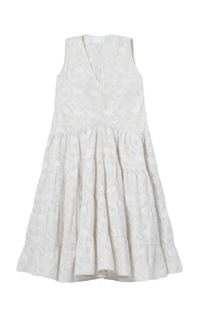 Merlette Wallis Emb Cotton Poplin Dress In Ivory