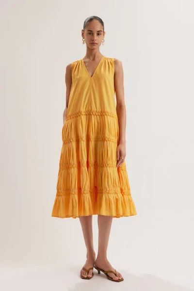 Merlette Wallis Smocked Dress In Yellow