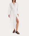 Merlette Women's Allegra Cotton Voile Smocked Button-up Top Midi Dress In White