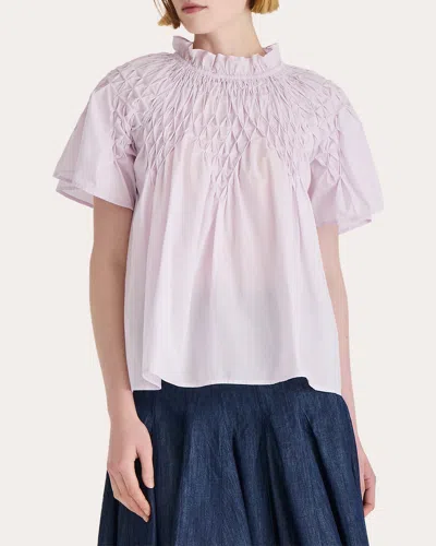 Merlette Women's Bejart Smocked Cotton Ruffle-neck Top