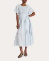 Merlette Berenson Tiered Eyelet-embroidered Midi Dress In Blue