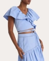 Merlette Elles Cotton Chambray Wrap Top In Blue