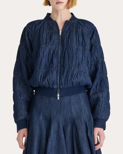 Merlette Women's Esme Ruched Denim Puffer Jacket