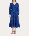 Merlette Eze Dress In Cobalt Ink Floral Print In Blue