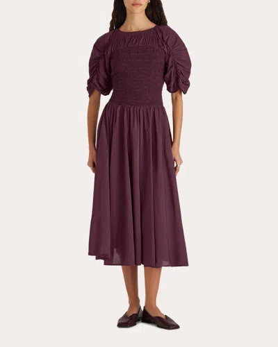 Merlette Women's Gaea Smocked Puff-sleeve Midi Dress