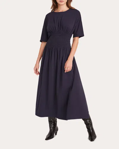 MERLETTE WOMEN'S GALLEN SMOCKED COTTON-JERSEY MIDI DRESS