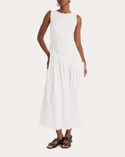Merlette Women's Isolde Jersey Voile Gathered Drop-waist Dress In White
