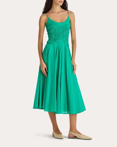 Merlette Women's Kaede Ruched Voile Tea-length Dress