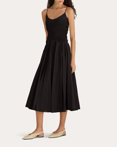 Merlette Women's Kaede Ruched Voile Tea-length Dress