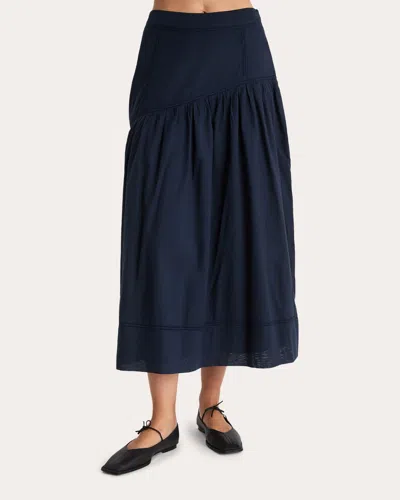 Merlette Women's Lawrence Cotton Voile Gathered Midi Skirt In Blue