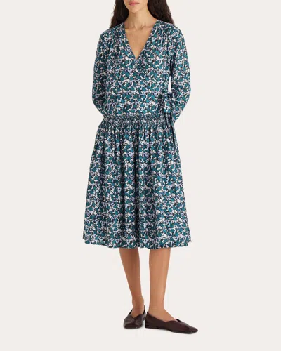 Merlette Women's Lilas Mosaic Smocked Cotton Wrap Dress