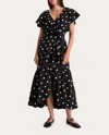 Merlette Loris Embroidered Ruffle Midi Dress In Black
