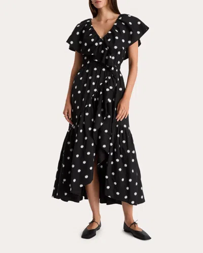 MERLETTE WOMEN'S LORIS EMBROIDERED COTTON VOILE RUFFLE HIGH-LOW DRESS