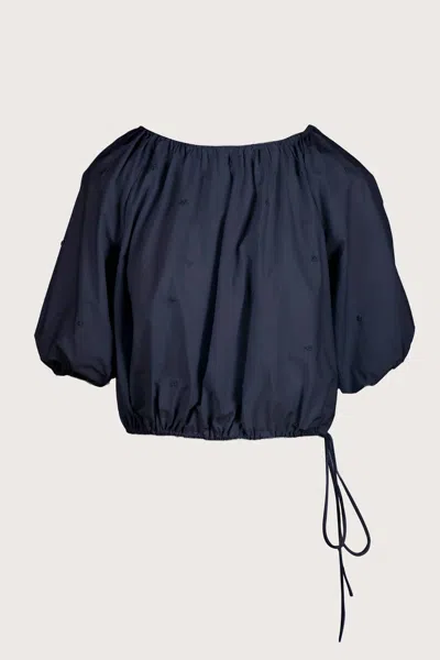 Merlette Women's Lotus Embroidered Top In Navytop In Blue