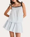 Merlette Mari Smocked Cotton Top In Blue