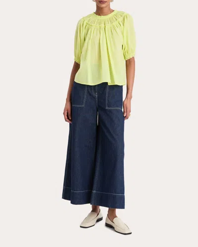 Merlette Women's Menton Cotton Voile Puff-sleeve Top In Citrine