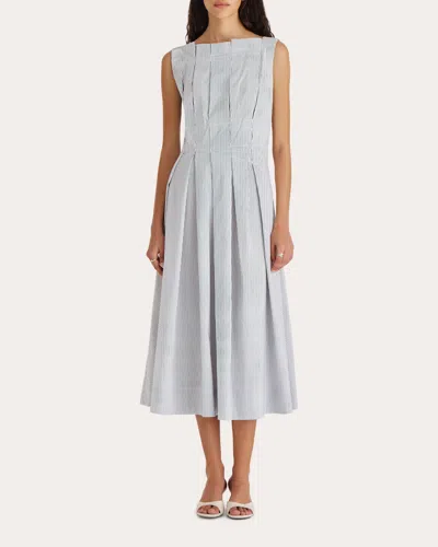 Merlette Women's Nara Stripe Pleated Poplin Midi Dress