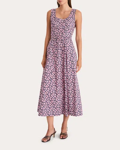 Merlette Women's Olea Floral Cotton Poplin Sleeveless Midi Dress In Pink
