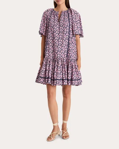 Merlette Palermo Print Dress Sunset Rose Floral Print In Pink
