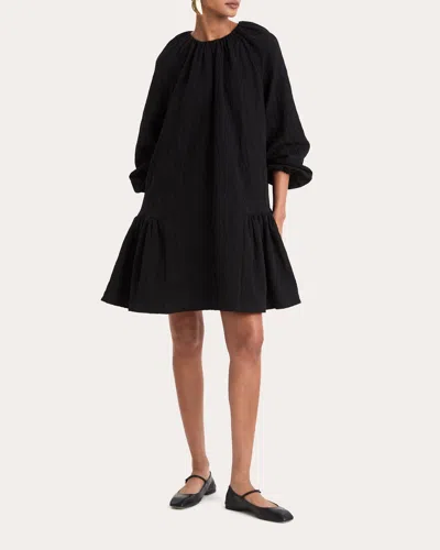 Merlette Women's Seymour Jacquard Gathered A-line Mini Dress In Black