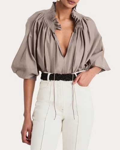 Merlette Women's Shore Pleated Cotton Top In Neutrals