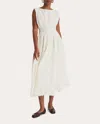 Merlette Verena Topstitched Linen Midi Dress In White