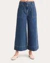 Merlette Violette Cropped Wide-leg Denim Pants In Blue