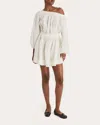 Merlette Vittoria Smocked Linen Mini Dress In White