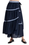 Merlette X Liberty London Prins Cotton Lawn Wrap Skirt In Navy And Liberty Blue Print