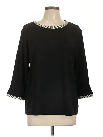 Pre-owned Merokeety 3/4 Sleeve Top Black Boatneck Tops