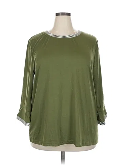 Pre-owned Merokeety 3/4 Sleeve Top Green Crew Neck Tops