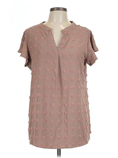 Pre-owned Merokeety Short Sleeve Blouse In Brown