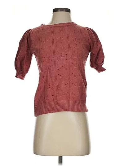 Pre-owned Merokeety Short Sleeve Blouse In Burgundy