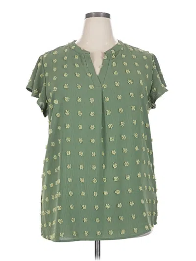 Pre-owned Merokeety Short Sleeve Blouse In Green