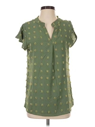 Pre-owned Merokeety Short Sleeve Blouse In Green